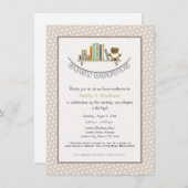 baby shower Book Thmed Unisex Invitation Kaart (Voorkant / Achterkant)