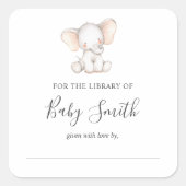 Baby shower Bookplate Olifant Sticker (Voorkant)