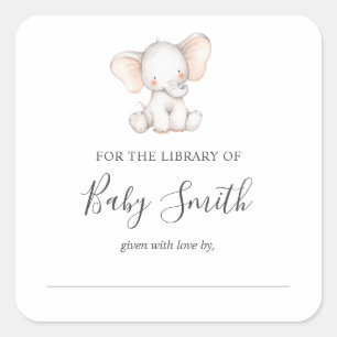 Baby shower Bookplate Olifant Sticker
