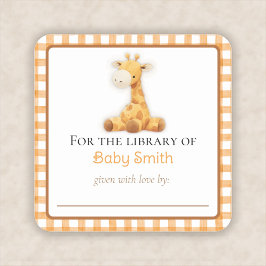 Baby shower Bookplate Sticker met pluche Giraffe