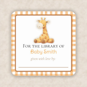 Baby shower Bookplate Sticker met pluche Giraffe