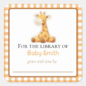 Baby shower Bookplate Sticker met pluche Giraffe (Voorkant)