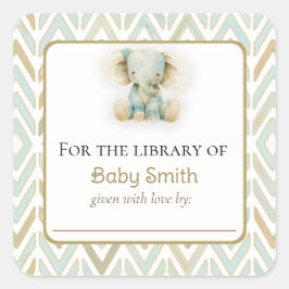 Baby shower Bookplate Sticker met Pluche Olifant