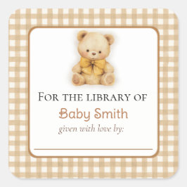Baby shower Bookplate Sticker Pluche Teddybeer