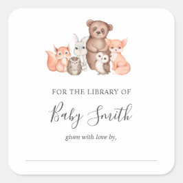 Baby shower Bookplate Woodland Animal Sticker