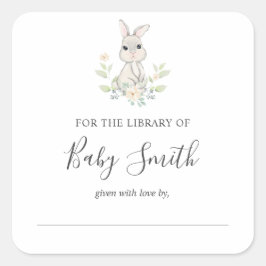 Baby shower Bookplate Woodland Rabbit Sticker