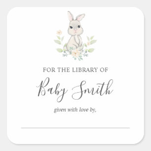 Baby shower Bookplate Woodland Rabbit Sticker
