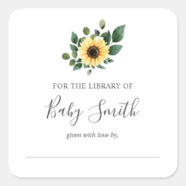 Baby shower Bookplate Zonnebloem Sticker