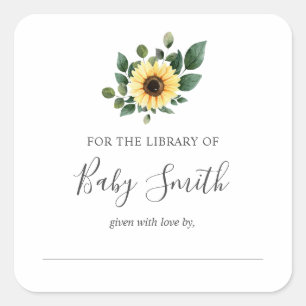 Baby shower Bookplate Zonnebloem Sticker