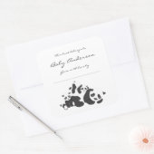 Baby shower Bookplaten / Panda's, neutraal geslach Vierkante Sticker (Envelop)