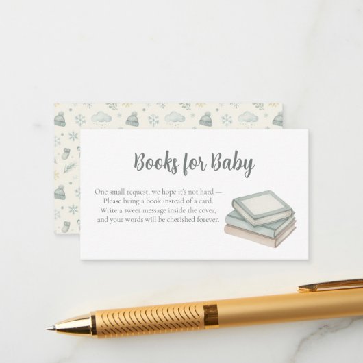 Baby Shower Books for Baby Request Card Informatiekaartje (Voorkant / Achterkant in situ)