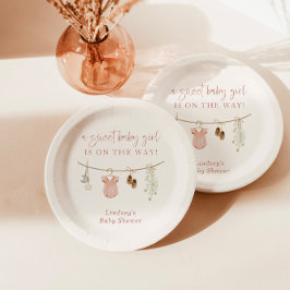 Baby shower Bord, Boho Meisje Baby shower Decor Papieren Bordje