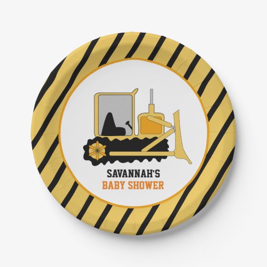 Baby shower Bord bouwBulldozer (Voorkant)