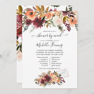 Baby shower Bordo Peach Waterverf door Mail Kaart