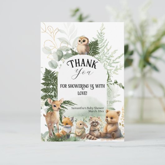 Baby shower bos bos bedankkaart (Staand voorkant)