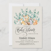 Baby shower bos bos groen wilde dieren kaart (Voorkant)