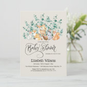 Baby shower bos bos groen wilde dieren kaart (Staand voorkant)