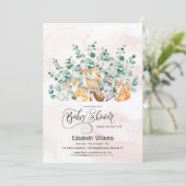 Baby shower bos bos groen wilde dieren kaart (Staand voorkant)