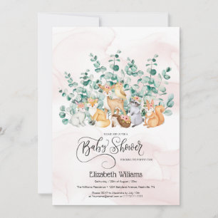 Baby shower bos bos groen wilde dieren kaart