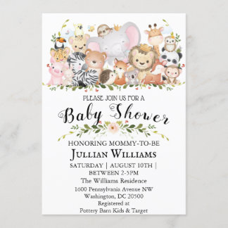 Baby shower bos bos groen wilde dieren kaart