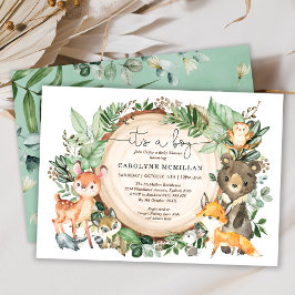 Baby shower bos bos groen wilde dieren kaart