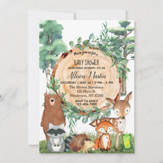 Baby shower bos bos groen wilde dieren kaart