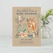 Baby shower bos bos groen wilde dieren kaart (Staand voorkant)