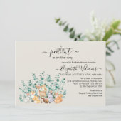 Baby shower bos bos groen wilde dieren kaart (Staand voorkant)