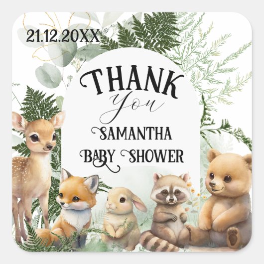 Baby shower bos bos vierkante sticker (Voorkant)