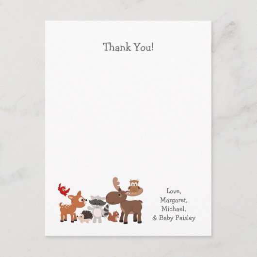 Baby shower bos dierlijk notitiekaartje (Voorkant)