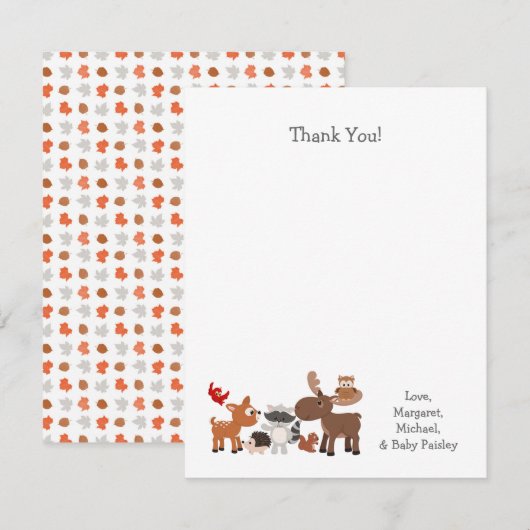 Baby shower bos dierlijk notitiekaartje (Voorkant / Achterkant)