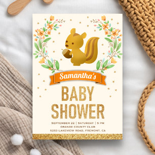 Baby shower bos Floral Cute Squirrel Kaart