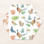 Baby shower Bos Herten Fox Eekhoorn Kwartel Robin Kartonnen Onderzetters (Voorkant)
