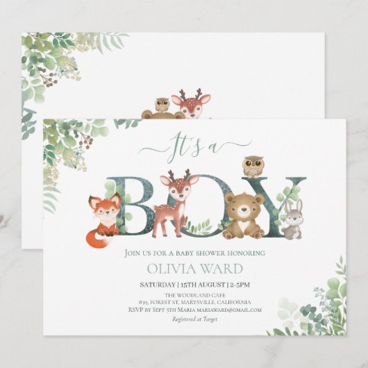 Baby shower bos kaart (Voorkant / Achterkant)