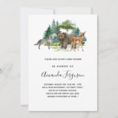 Baby shower bosbeboten beer wolvenherten kaart (Voorkant)