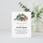 Baby shower bosbeboten beer wolvenherten uitnodiging briefkaart (Staand voorkant)