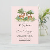 Baby shower bosbeboten herten blush kaart (Staand voorkant)