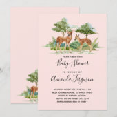 Baby shower bosbeboten herten blush kaart (Voorkant / Achterkant)