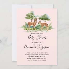 Baby shower bosbeboten herten blush kaart