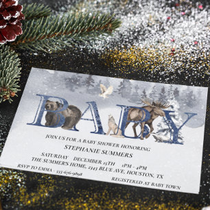 Baby Shower Bosbeer Winter Watercolor Kaart