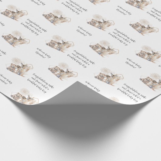  Baby shower bosbos Cadeaupapier (Hoek)