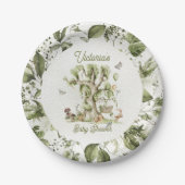 Baby shower Bosbossen Boombogen Papieren Bordje (Voorkant)