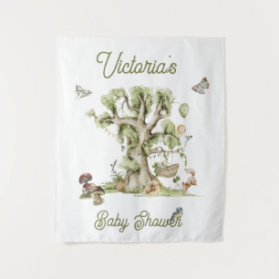 Baby shower Bosbossen Boombogen Wandkleed