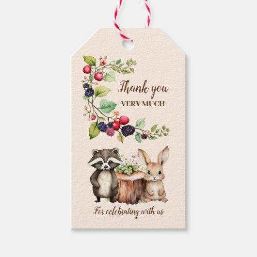 Baby shower Bosbossen Cadeaulabel (Voorkant)