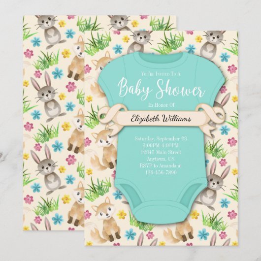 Baby shower Bosbossen Kaart (Voorkant / Achterkant)