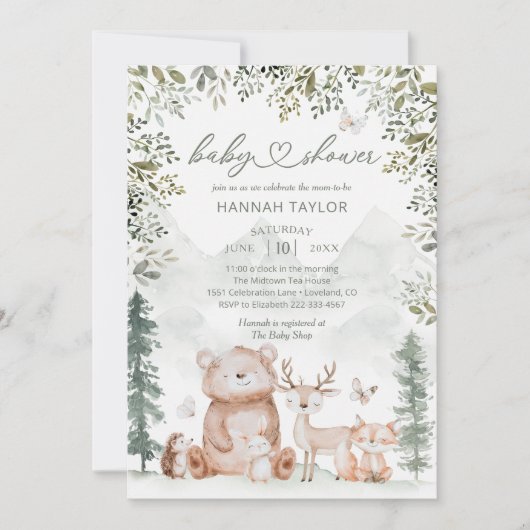 Baby shower Bosbossen Kaart (Voorkant)