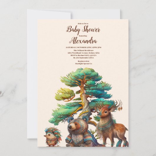 Baby shower Bosbossen Kaart (Voorkant)