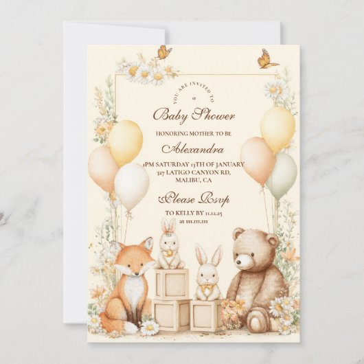 Baby shower Bosbossen Kaart (Voorkant)