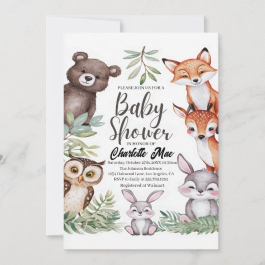 Baby shower Bosbossen Kaart (Voorkant)