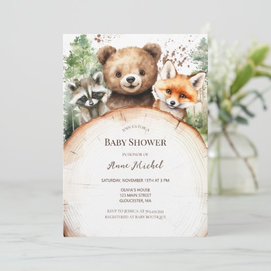 Baby shower Bosbossen Kaart (Staand voorkant)